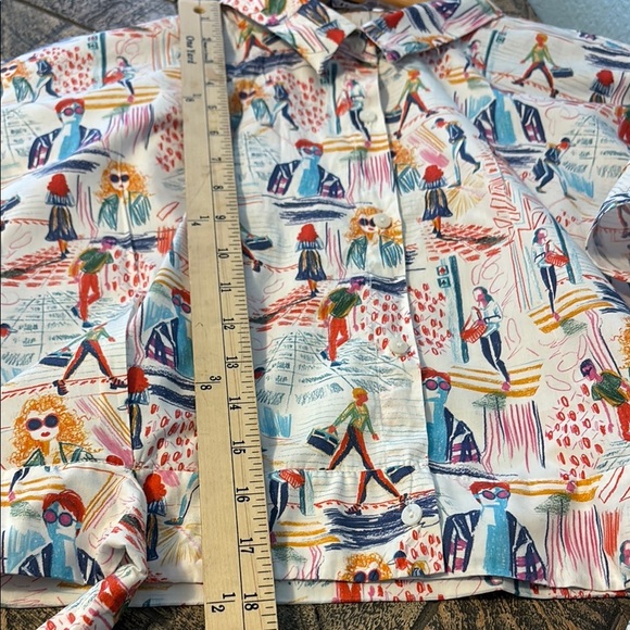 Zara Multicolor Graphic Button Down Shirt 100% cotton - Picture 8 of 10